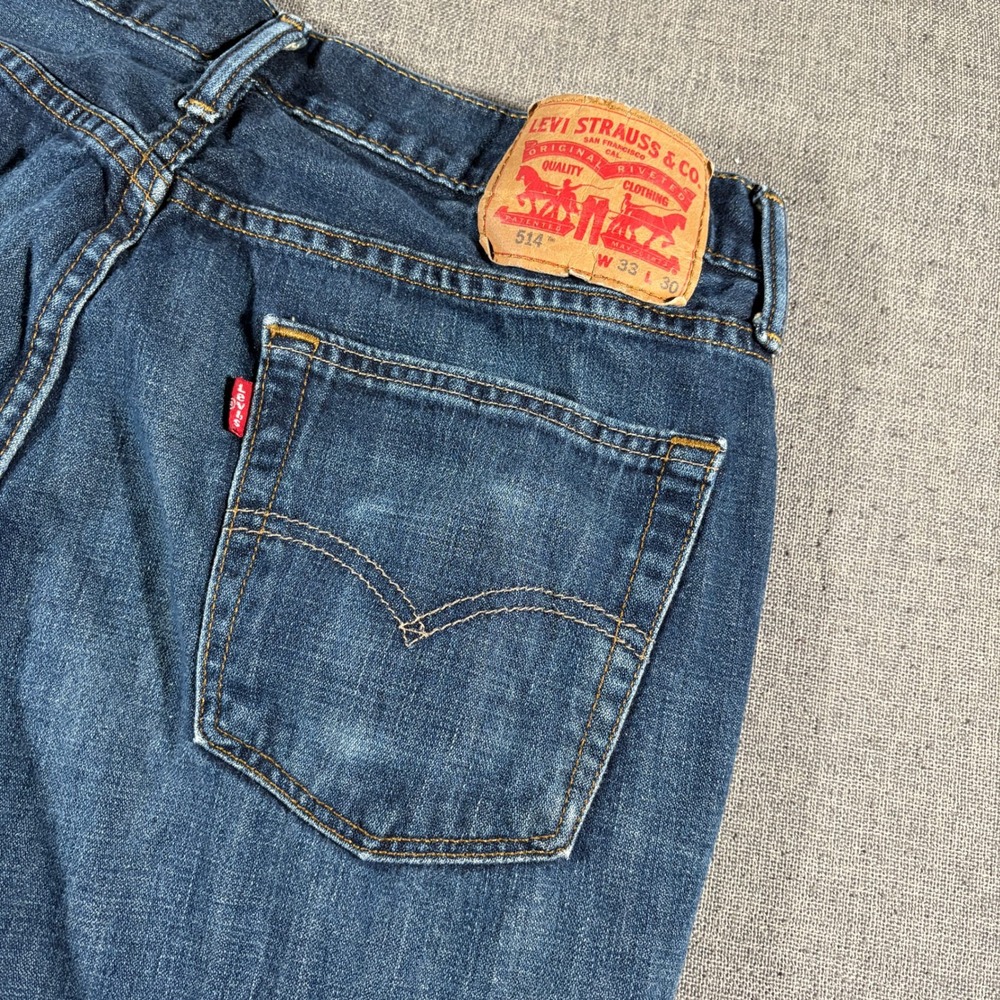 Levi's 514 Straight Fit Jeans Mens 33x30 Blue Medium Wash Denim Classic Workwear